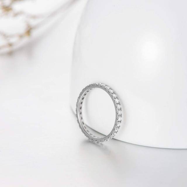 Sterling Silber Diamant & Moissanit Ring-2