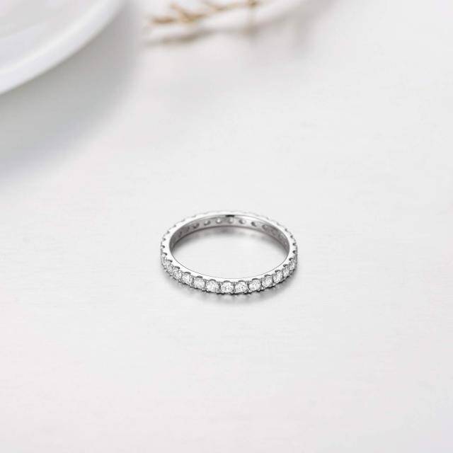 Sterling Silber Diamant & Moissanit Ring-3