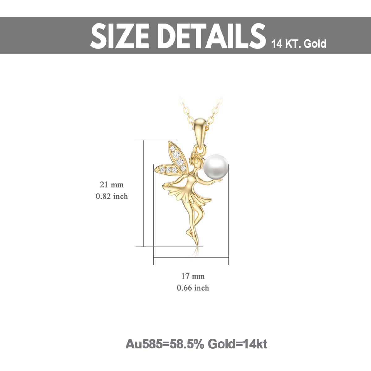 14K Gold Cubic Zirconia & Pearl Fairy Pendant Necklace-6