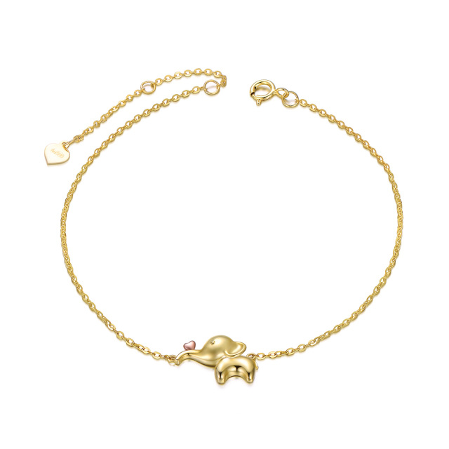 Bracelet de cheville en forme d'éléphant porte-bonheur en or 14 carats pour femme, bijoux cadeaux pour les amoureux des animaux-0