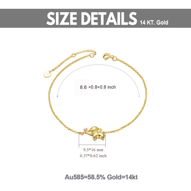 Bracelet de cheville en forme d'éléphant porte-bonheur en or 14 carats pour femme, bijoux cadeaux pour les amoureux des animaux-8