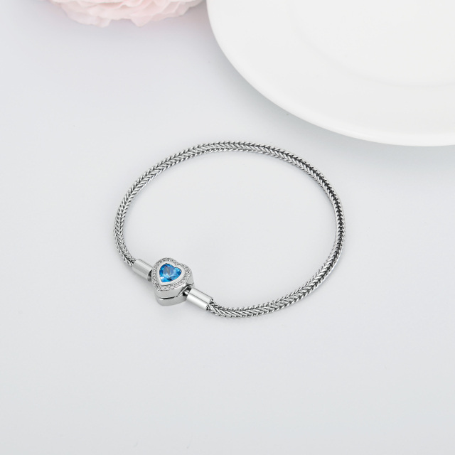 Pulsera de plata de ley con colgante de corazón de cristal en forma de corazón-2