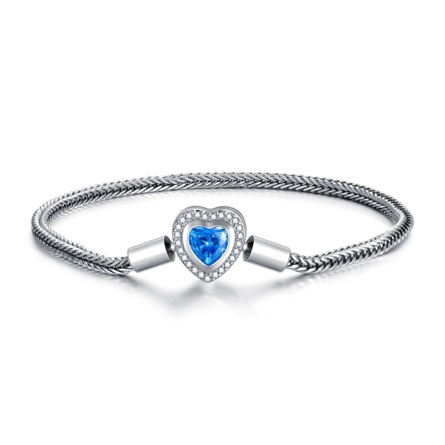 Pulsera de plata de ley con colgante de corazón de cristal en forma de corazón-0