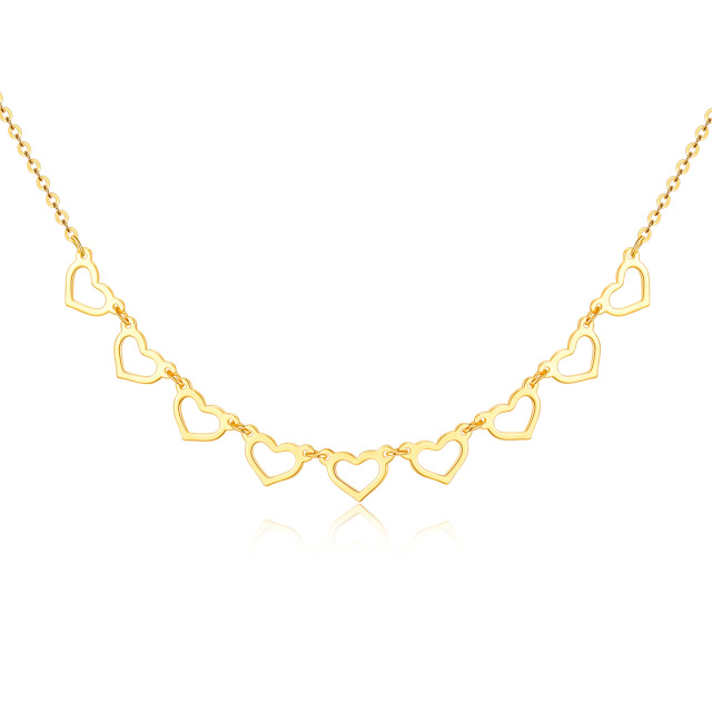 18K Gold Heart With Heart Metal Choker Necklace-0