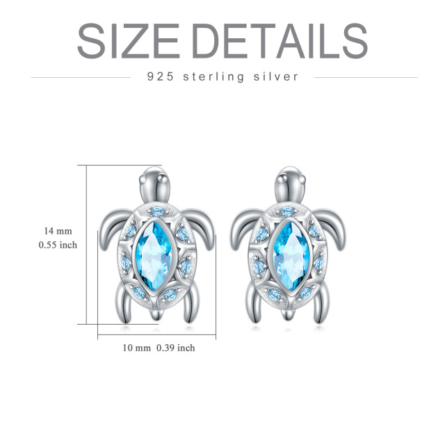 Sterling Silver Crystal Sea Turtle Stud Earrings-5