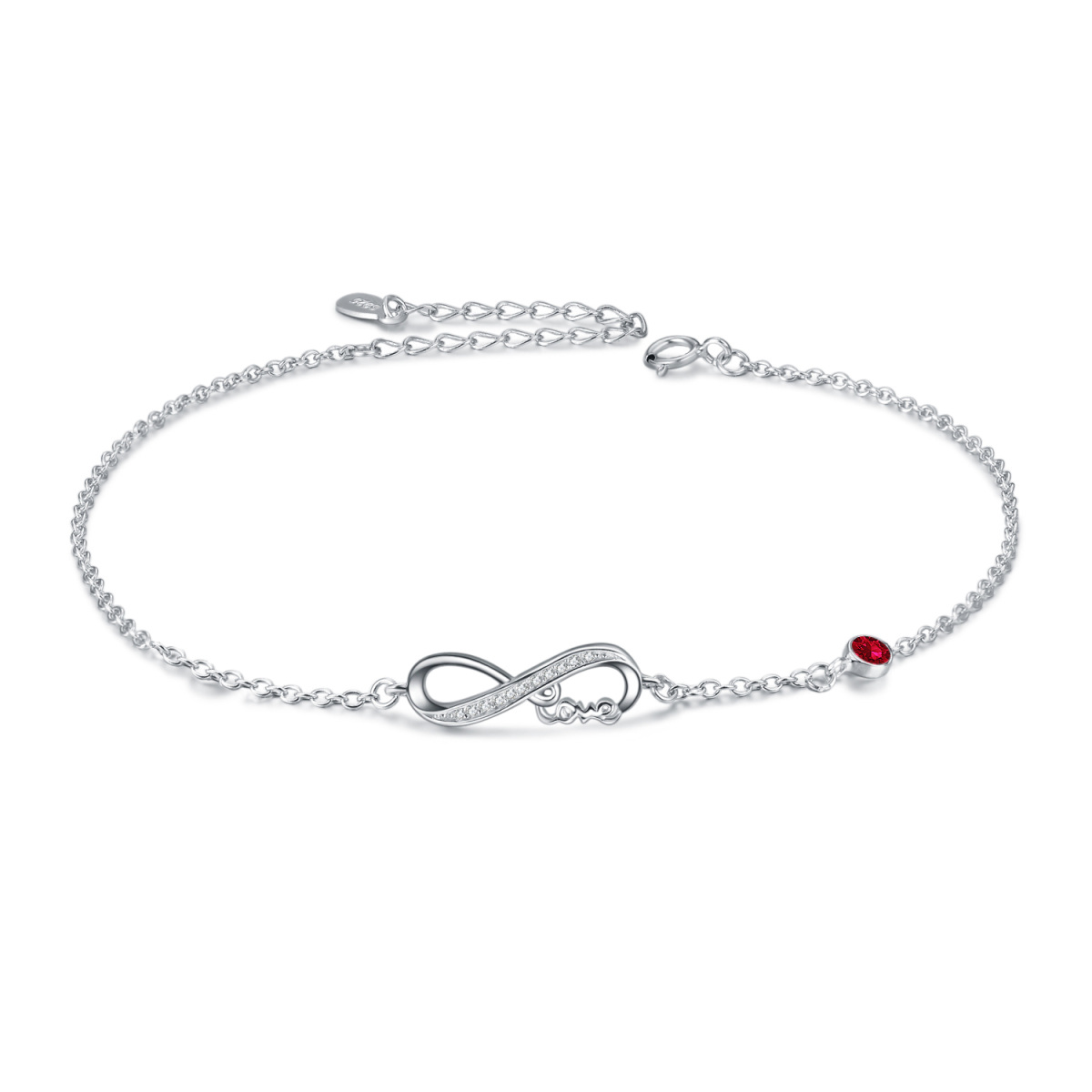 Infinity Anklet in Sterling Silver with Crystal as Gifts for Women-1
