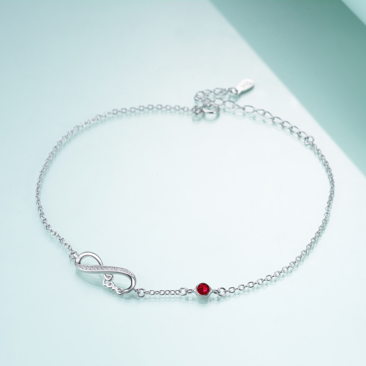 Infinity-Fußkettchen aus Sterlingsilber mit Kristall als Geschenk für Frauen-3