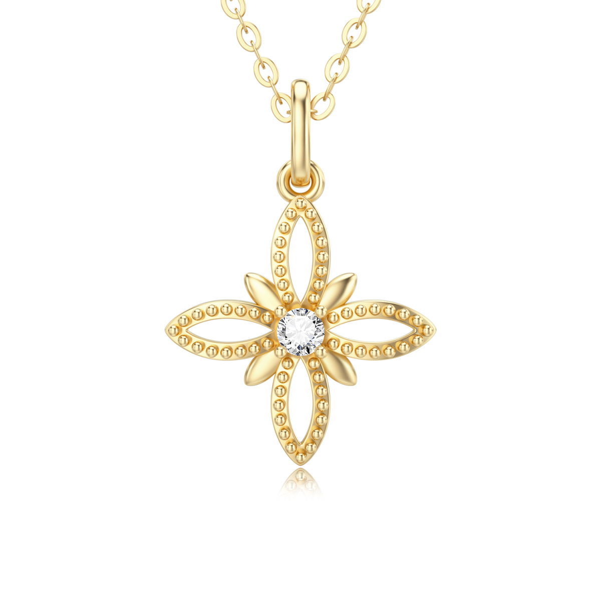 14K Gold Moissanite Cross Pendant Necklace-1