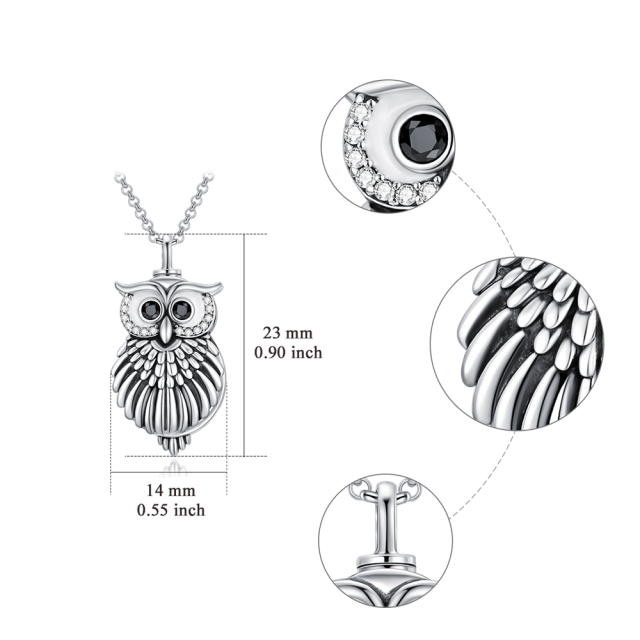 Sterling Silver Circular Shaped Owl Urn Necklace for Ashes with Engraved Word-6
