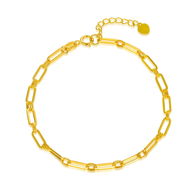 18K Gold Paperclip Chain Bracelet-0