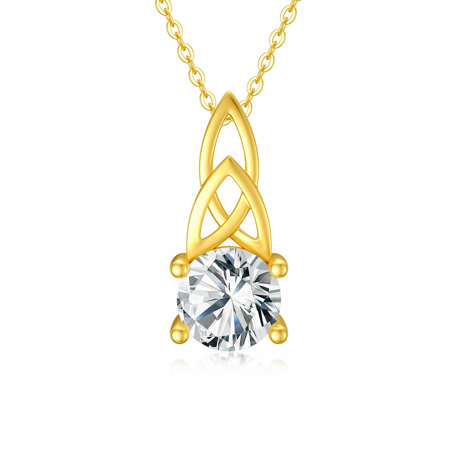 Celtic Round Diamond Pendant Necklace 14k White Gold (1.00ct) - AD3963