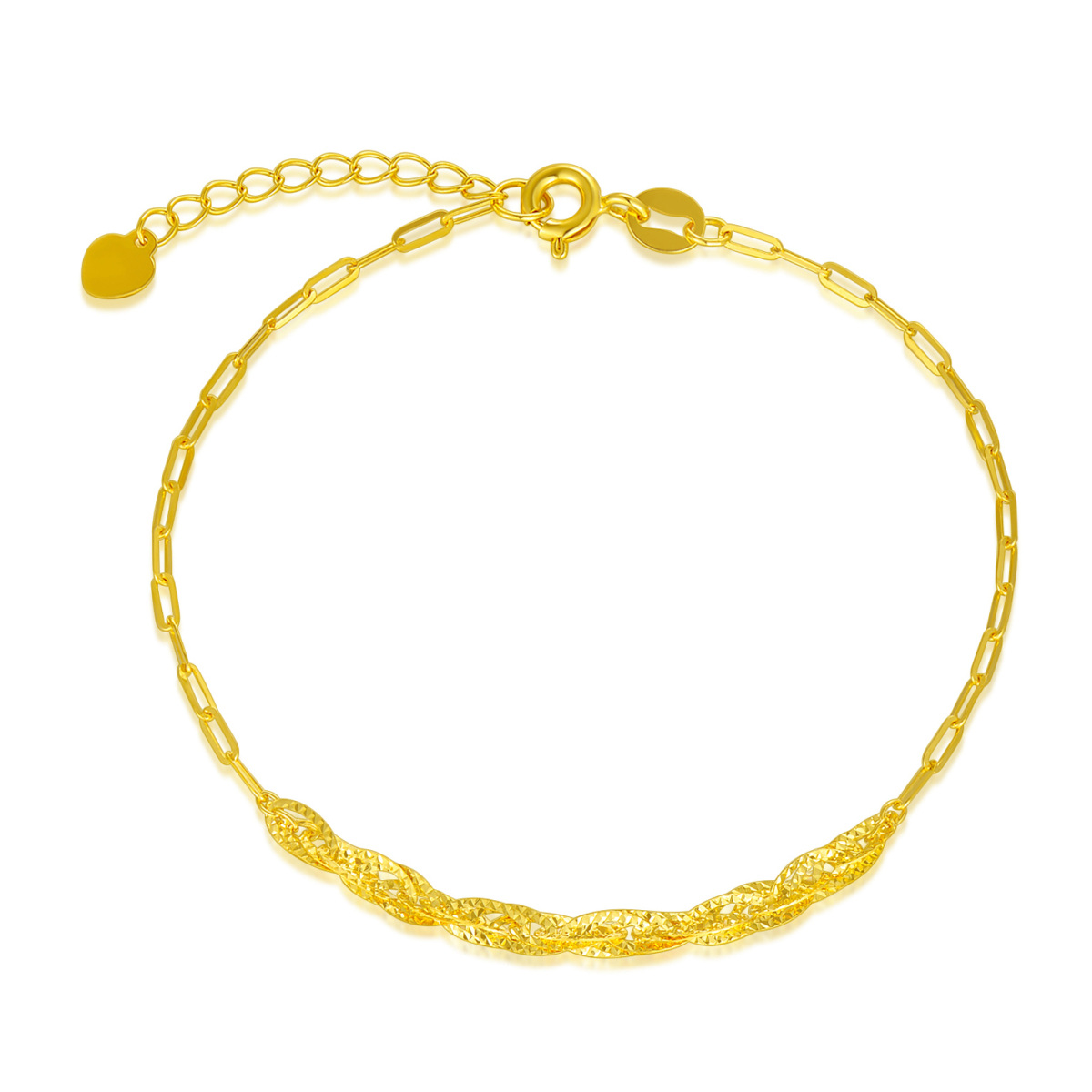 18K Gold Paperclip Chain Bracelet-1