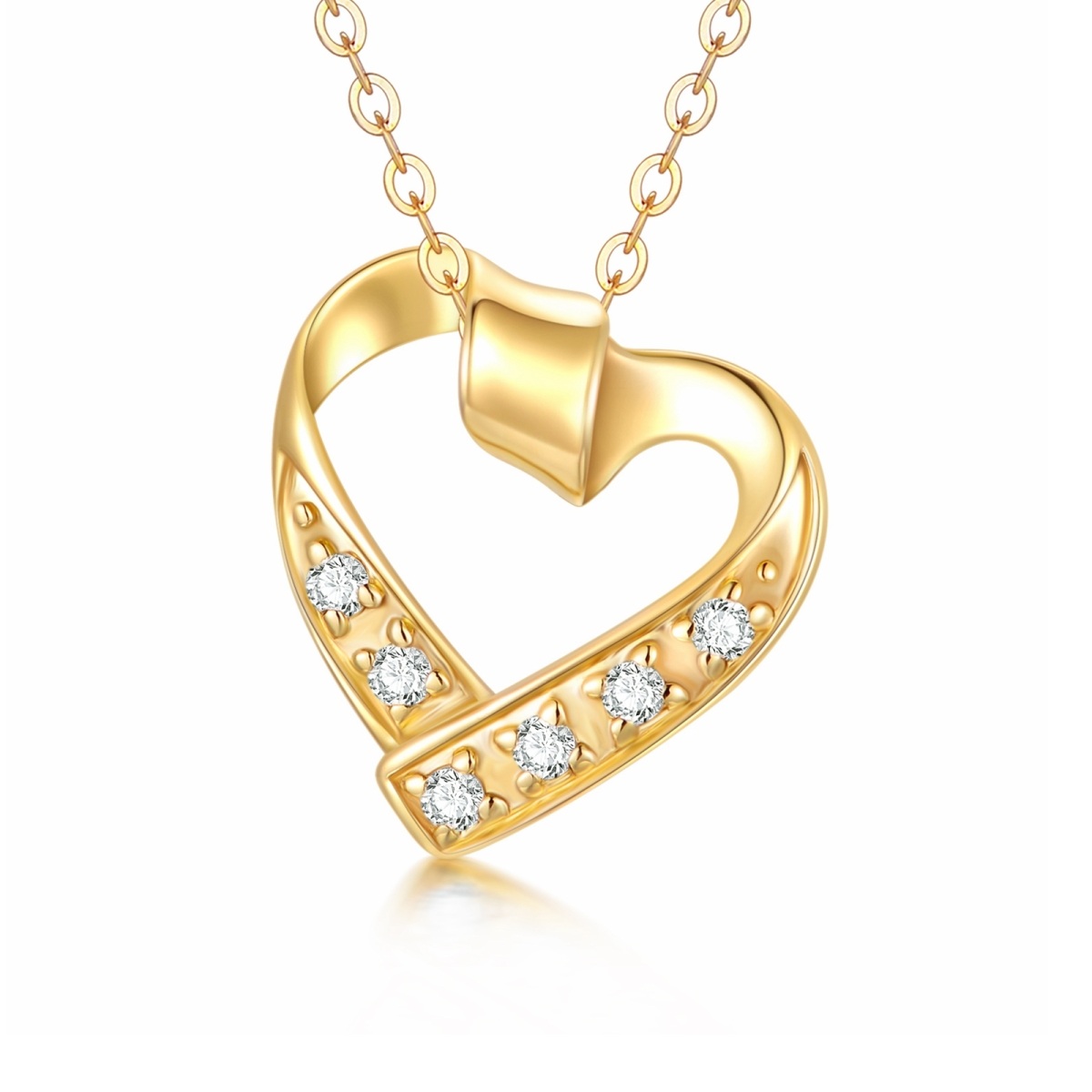 Collier en or 14K avec pendentif en forme de coeur en Moissanite de forme circulaire-1