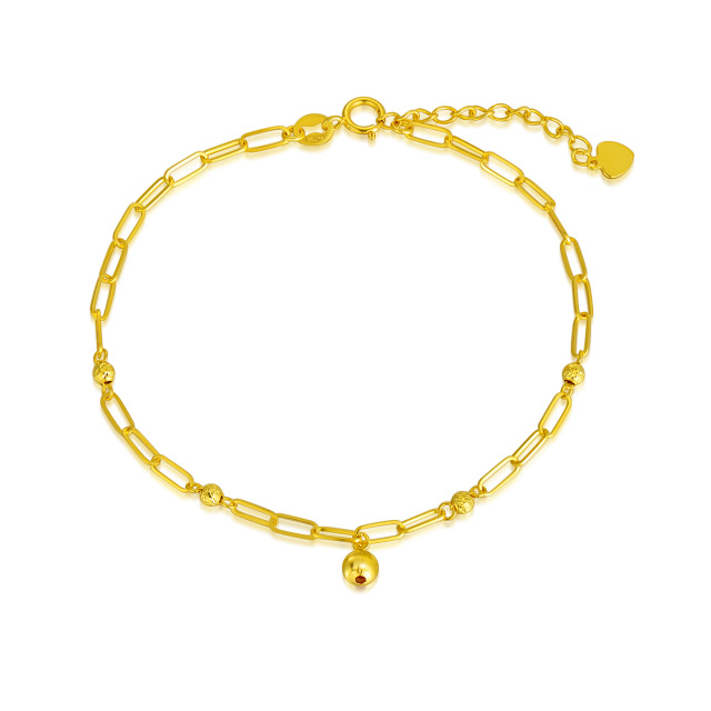 18K Gold Bead Paperclip Chain Bracelet-0