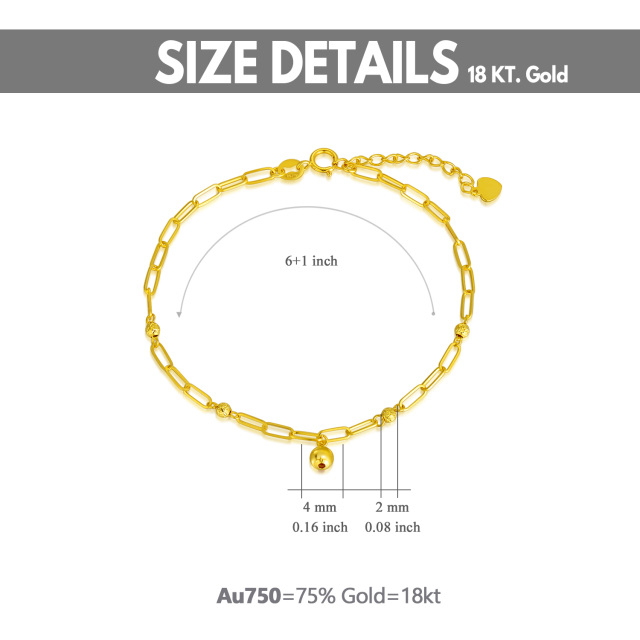 18K Gold Bead Paperclip Chain Bracelet-5