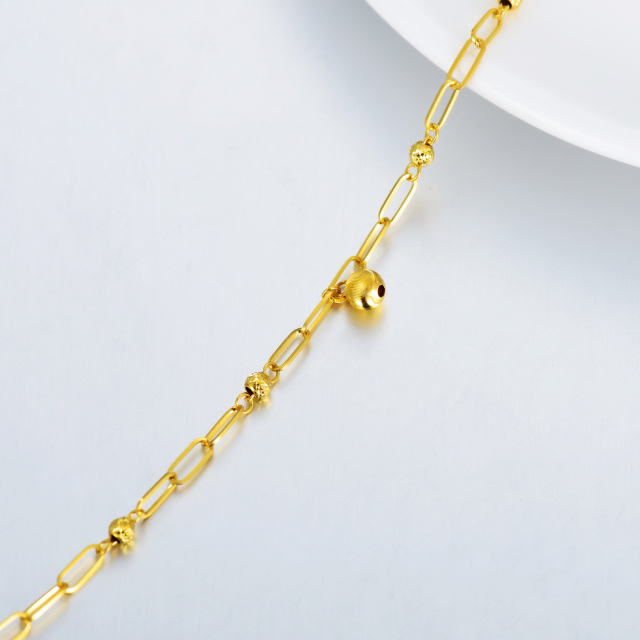 18K Gold Bead Paperclip Chain Bracelet-2