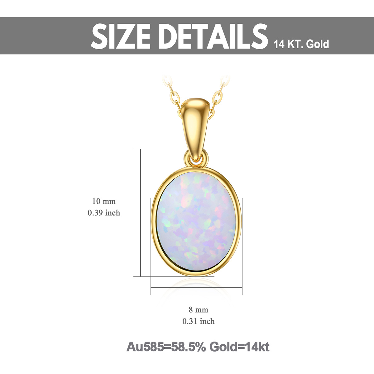 Collier en or 14K avec pendentif en forme d'opale ovale-6