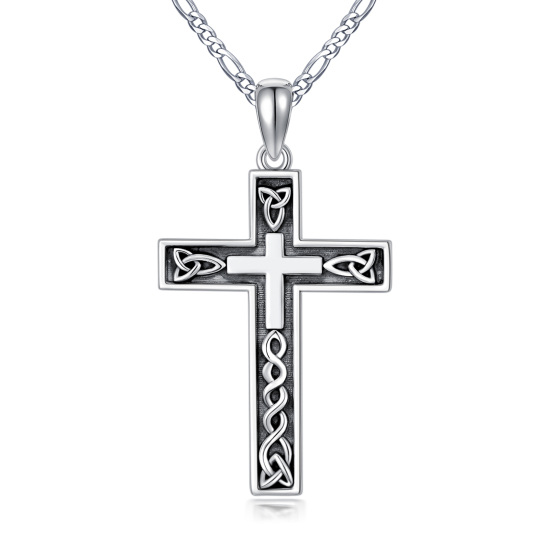 Collier avec pendentif croix en argent sterling avec nœud celtique pour homme