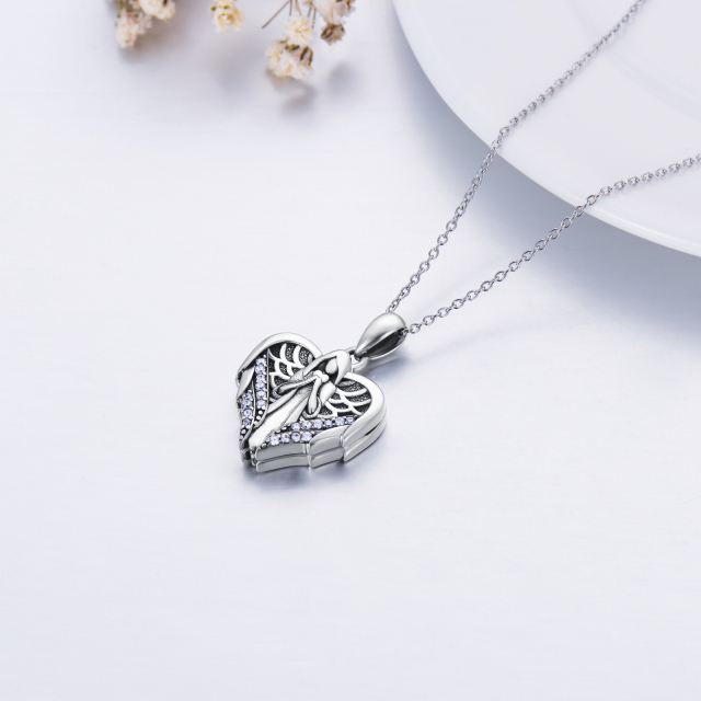 Collier en argent sterling avec pendentif photo personnalisé en forme d'ange et de coeur-4