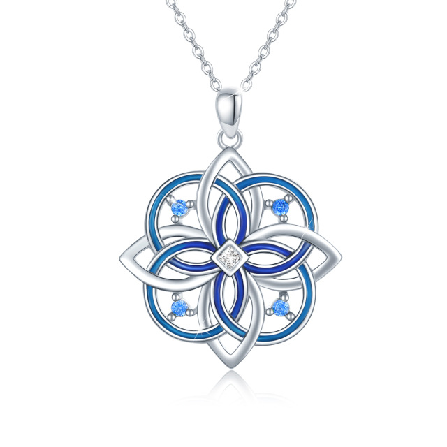 Sterling Silver Cubic Zirconia Celtic Knot Pendant Necklace-0