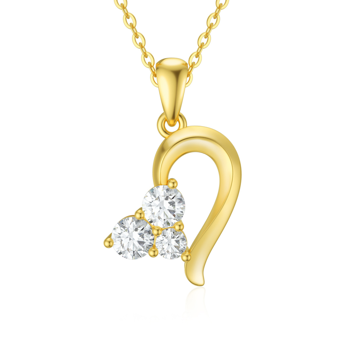 9K Gold Cubic Zirkonia Herz-Anhänger Halskette-1