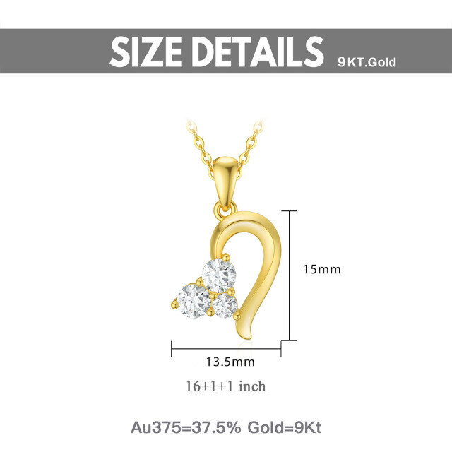 9K Gold Cubic Zirkonia Herz-Anhänger Halskette-4