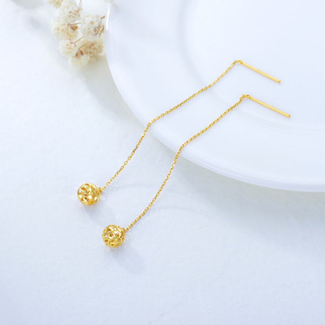 18K Gold Spherical Drop Earrings-3