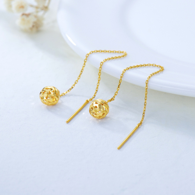 18K Gold Spherical Drop Earrings-2