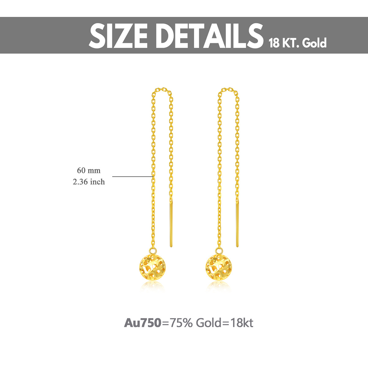 18K Gold Spherical Drop Earrings-5