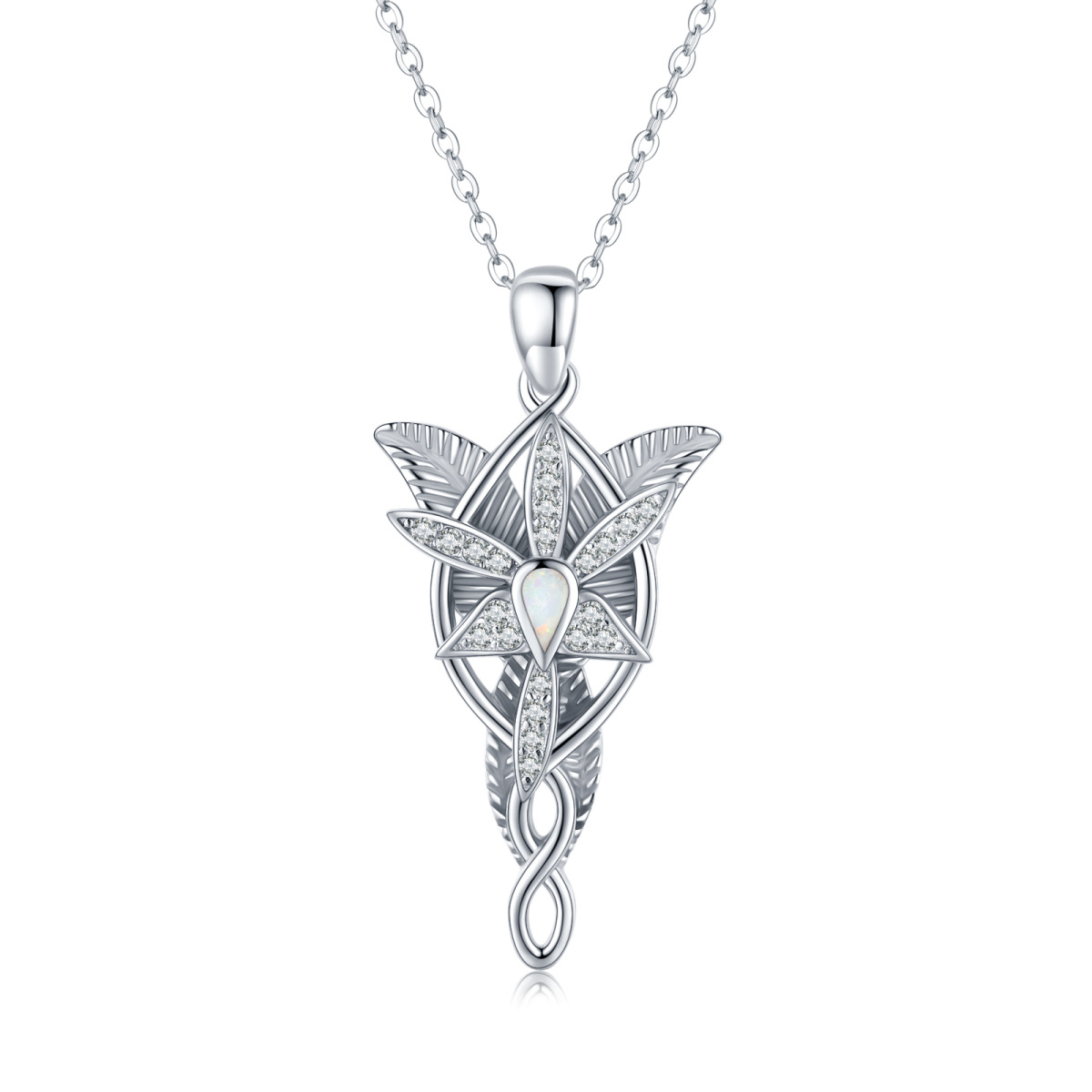 Collier pendentif Arwen Evenstar en argent sterling avec nœud celtique et croix en opale-1