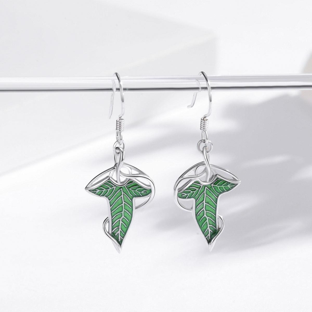 Sterling Silver Leaves Drop Earrings-5