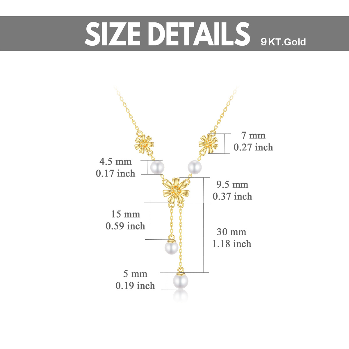 14K Gold Pearl Sunflower Pendant Necklace-5