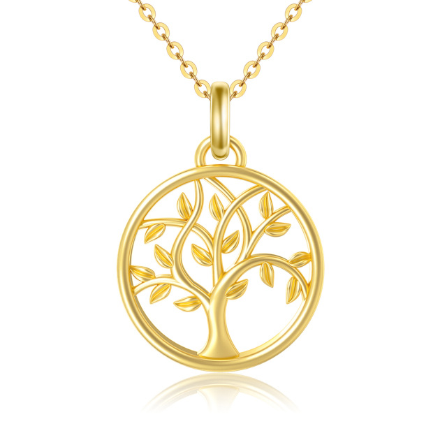 14K Gold Tree Of Life Pendant Necklace-0