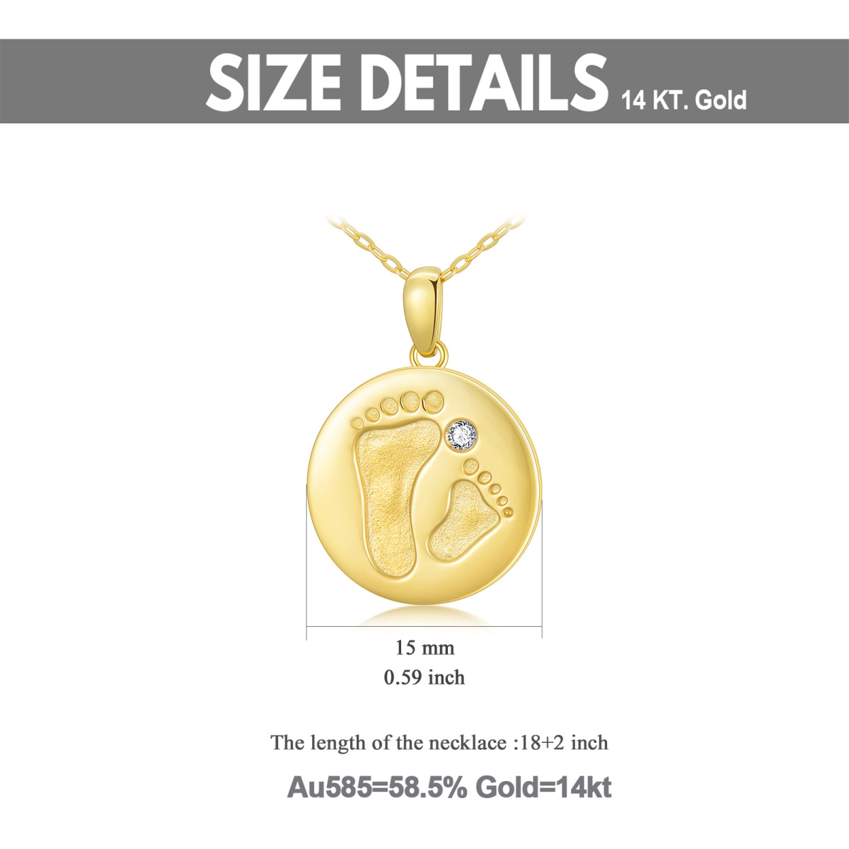 14K Gold Cubic Zirconia Round Coin Pendant Necklace-5
