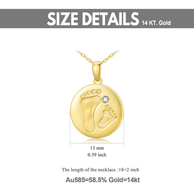 14K Gold Cubic Zirconia Round Coin Pendant Necklace-4
