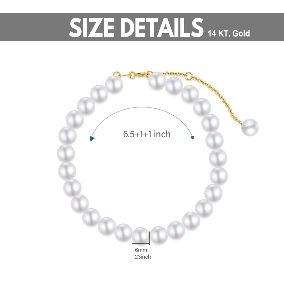 14K Gold Freshwater Pearl Strand Beads Bracelet-5