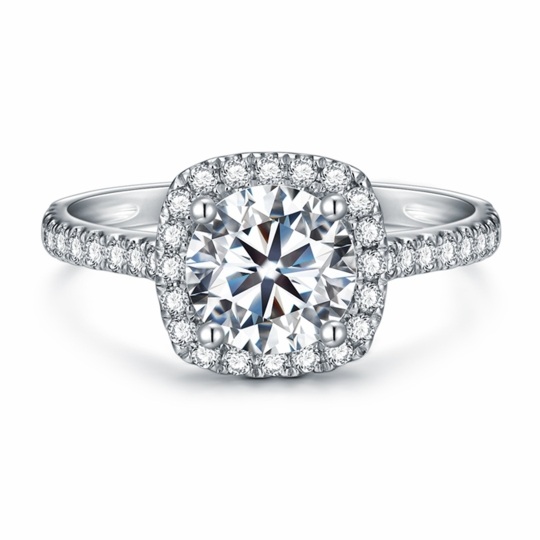 10K White Gold Circular Shaped Moissanite Engagement Ring