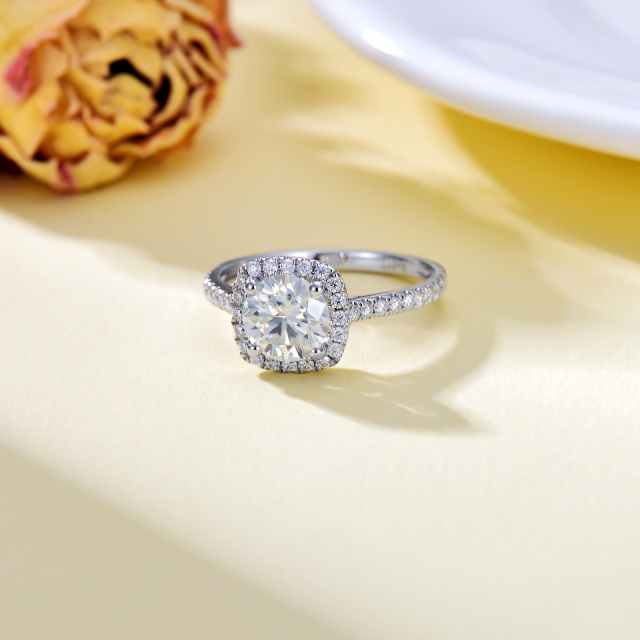 10K White Gold Circular Shaped Moissanite Engagement Ring-6