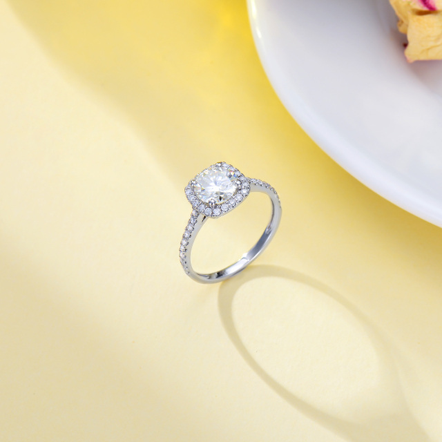 10K White Gold Circular Shaped Moissanite Engagement Ring-7