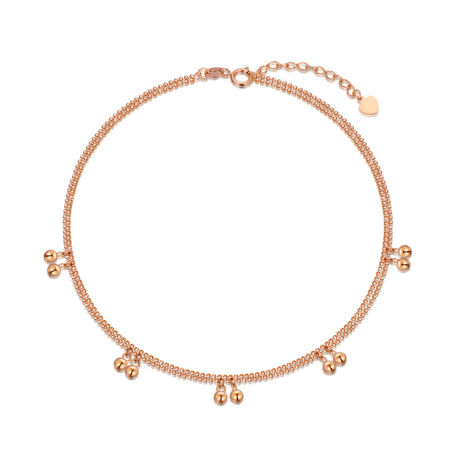 18k Rose Gold Anklets Solid Gold Diamond Cut Beaded Ball Chain Ankle Bracelet Foot Jewelry for Women-0