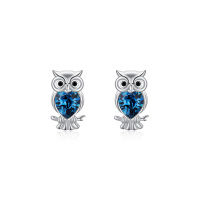 20%OFF CODE:OWL20925 Sterling Silver Owl Stud Earrings for Women