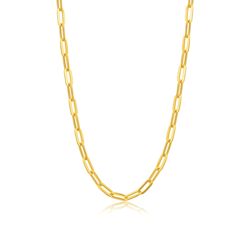 Collier à chaîne en or 18K en forme de trombone -1