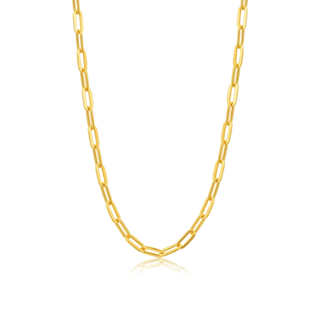 18K Gold Paperclip Chain Necklace-0
