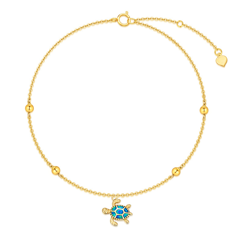 Bracelet avec pendentif tortue de mer en or 14K et opale