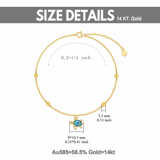 14K Gold Opal Sea Turtle Pendant Bracelet-4