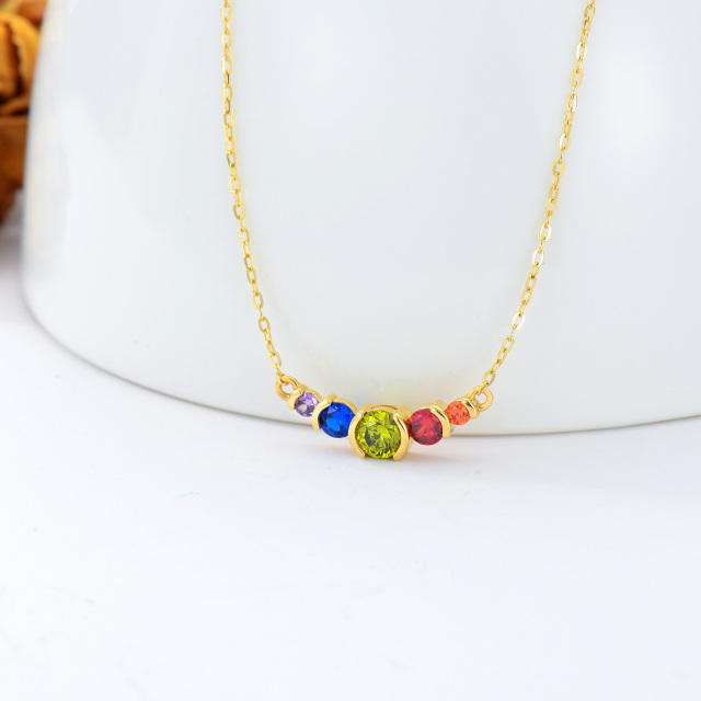 14K Gold Cubic Zirconia Personalized Birthstone Pendant Necklace-2