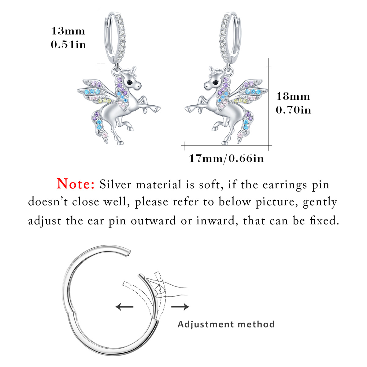 Sterling Silber Cubic Zirkonia Einhorn Tropfen Ohrringe-6