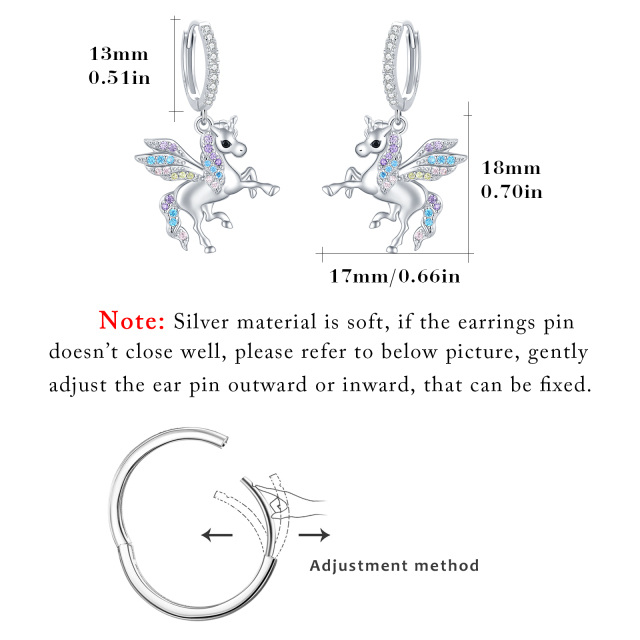Sterling Silver Cubic Zirconia Unicorn Drop Earrings-5