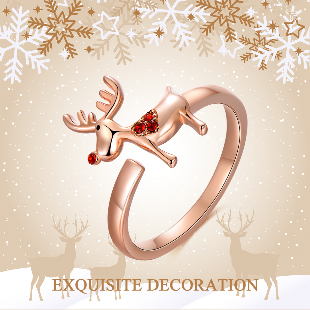 Sterling Silver Crystal Elk Ring-1