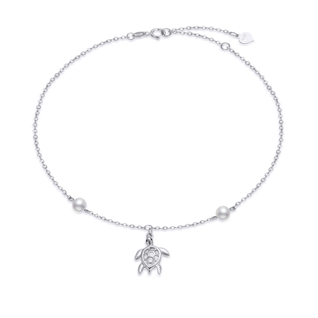14k Gold Pearl Turtle Single Layer Charm Anklet Jewelry Women's Anklet Jewelry Gift-0